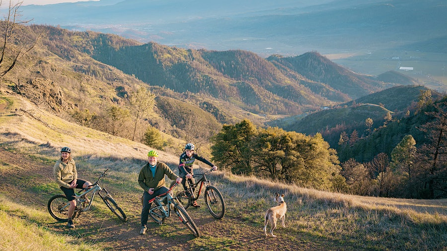 The Dunn family cycles Wildlake Ranch Preserve on Howell Mountain in Napa Valley.